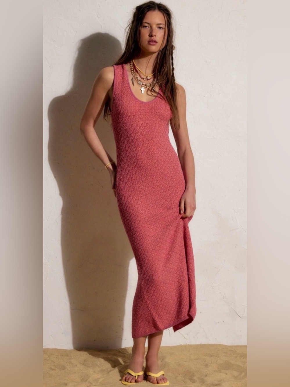 Free People Genie Sweater midi dress. NWT. Pink fızz combo Size M
